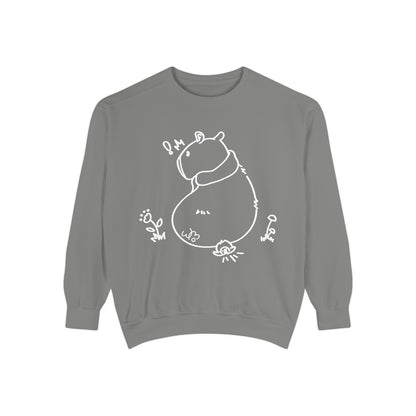 Sitting Capybara & Friend Sweatshirt | Unisex Garment-Dyed Sweatshirt