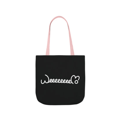 Stress Out? Stretch Out | Black Canvas Tote Bag with Color Straps