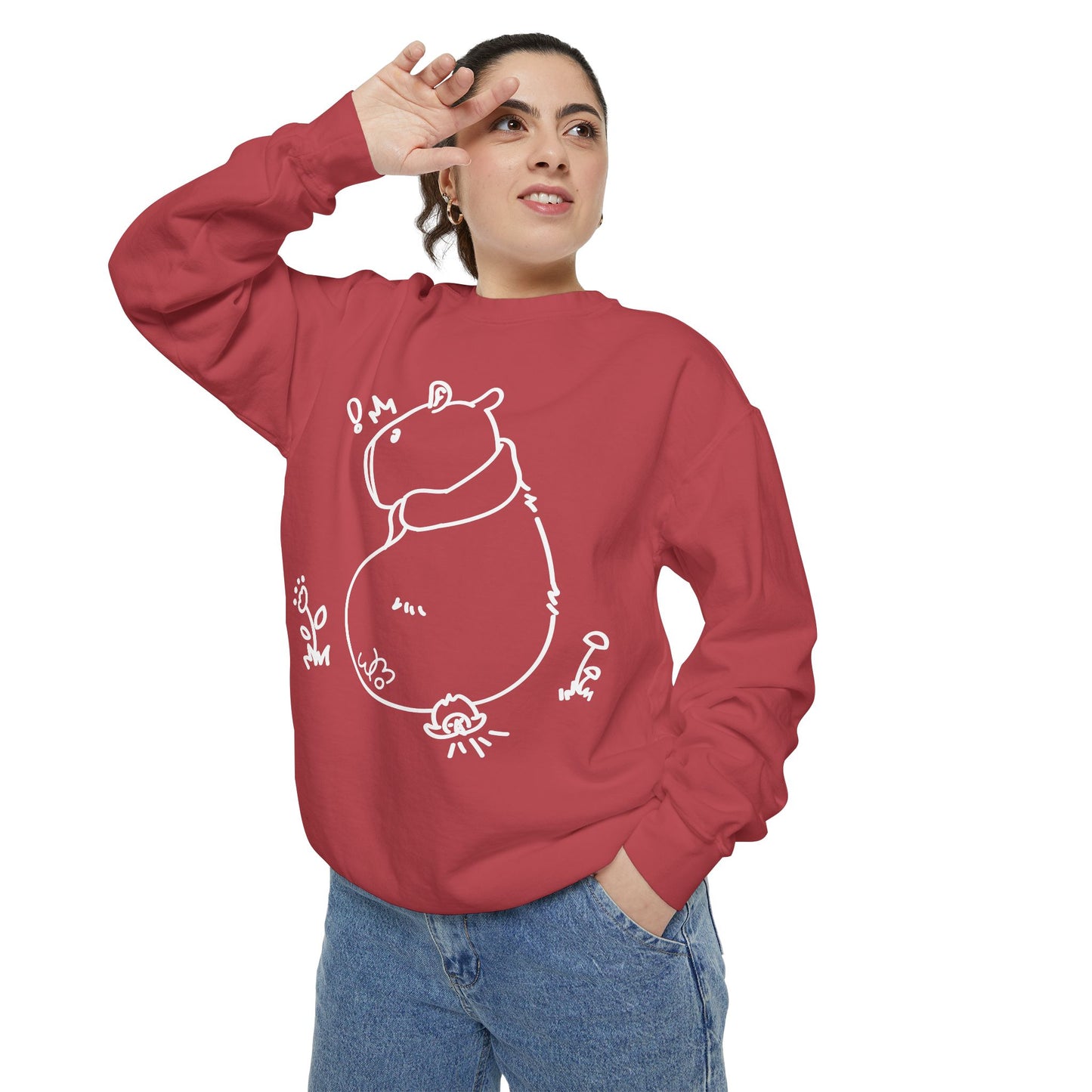 Sitting Capybara & Friend Sweatshirt | Unisex Garment-Dyed Sweatshirt