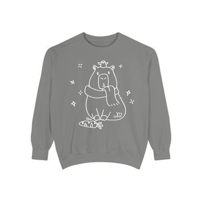 Snacking Capybara & Friend Sweatshirt | Unisex Garment-Dyed Sweatshirt