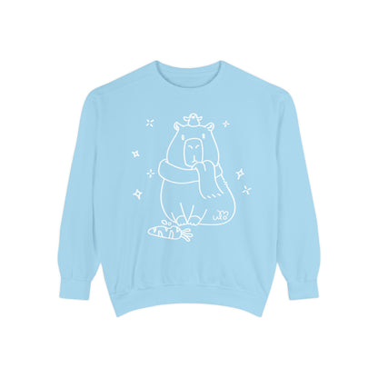 Snacking Capybara & Friend Sweatshirt | Unisex Garment-Dyed Sweatshirt