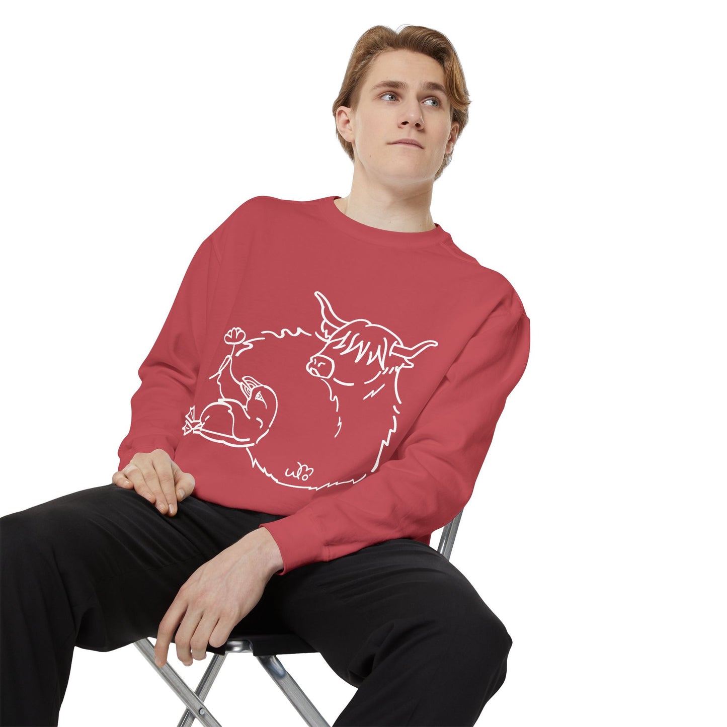 Highland Coo & Puffin Sweatshirt | Unisex Garment-Dyed Sweatshirt