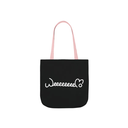 Stress Out? Stretch Out | Black Canvas Tote Bag with Color Straps