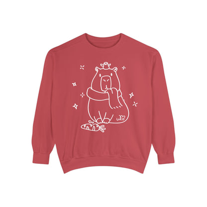 Snacking Capybara & Friend Sweatshirt | Unisex Garment-Dyed Sweatshirt