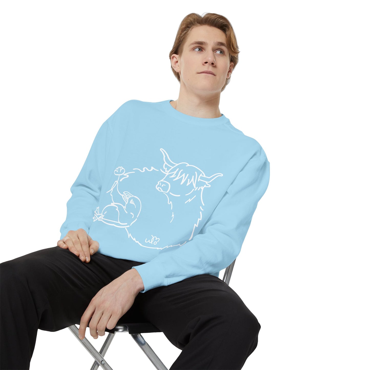 Highland Coo & Puffin Sweatshirt | Unisex Garment-Dyed Sweatshirt