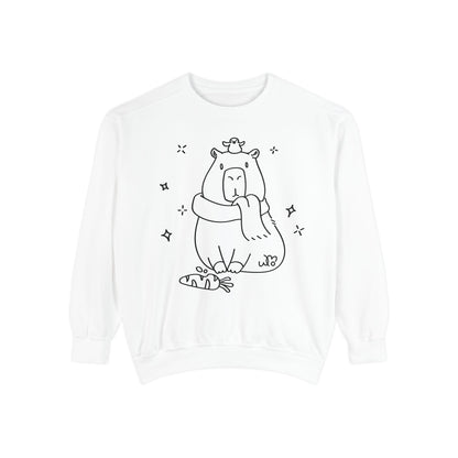 Snacking Capybara & Friend Sweatshirt | Unisex Garment-Dyed Sweatshirt