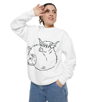 Highland Coo & Puffin Sweatshirt | Unisex Garment-Dyed Sweatshirt