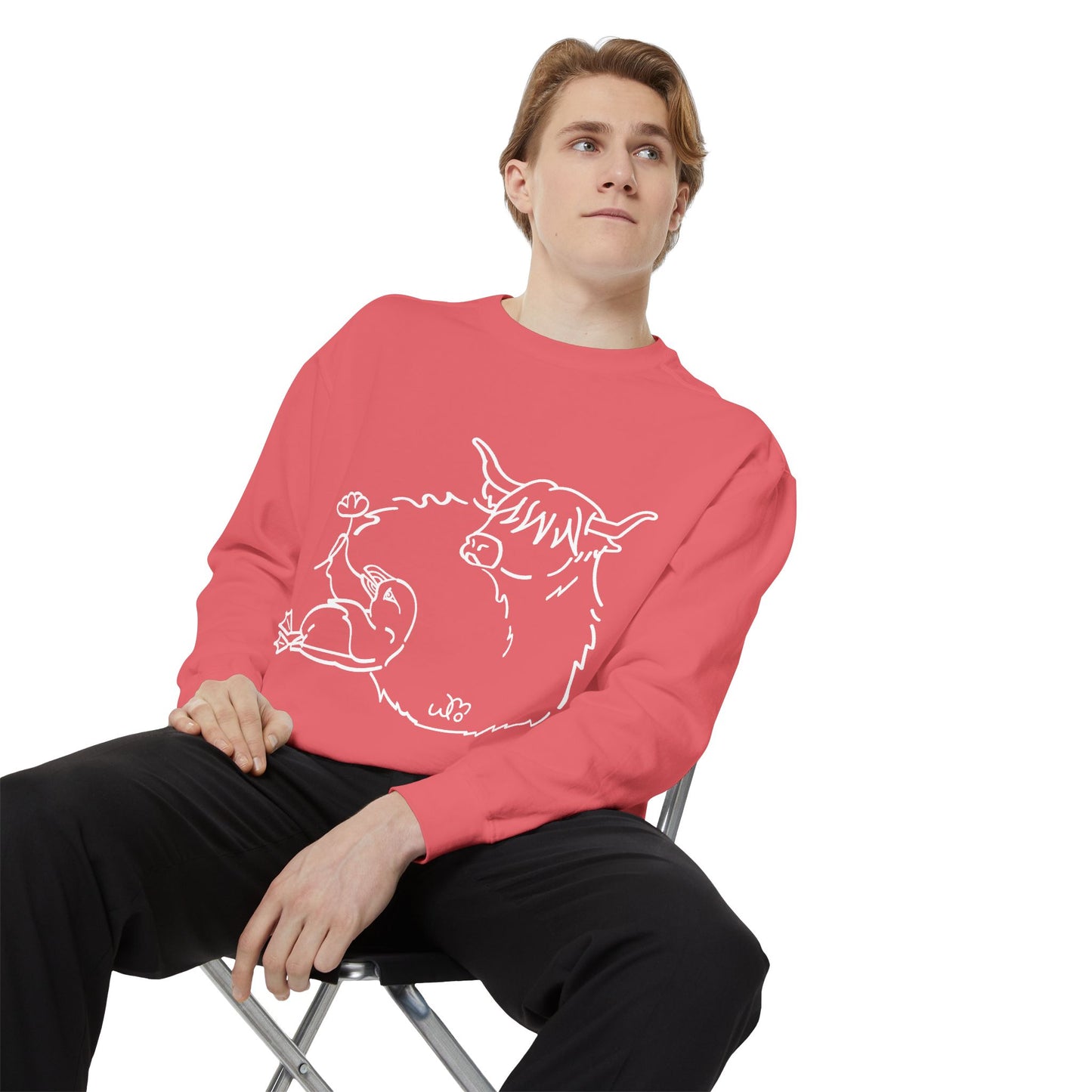 Highland Coo & Puffin Sweatshirt | Unisex Garment-Dyed Sweatshirt