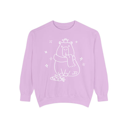 Snacking Capybara & Friend Sweatshirt | Unisex Garment-Dyed Sweatshirt