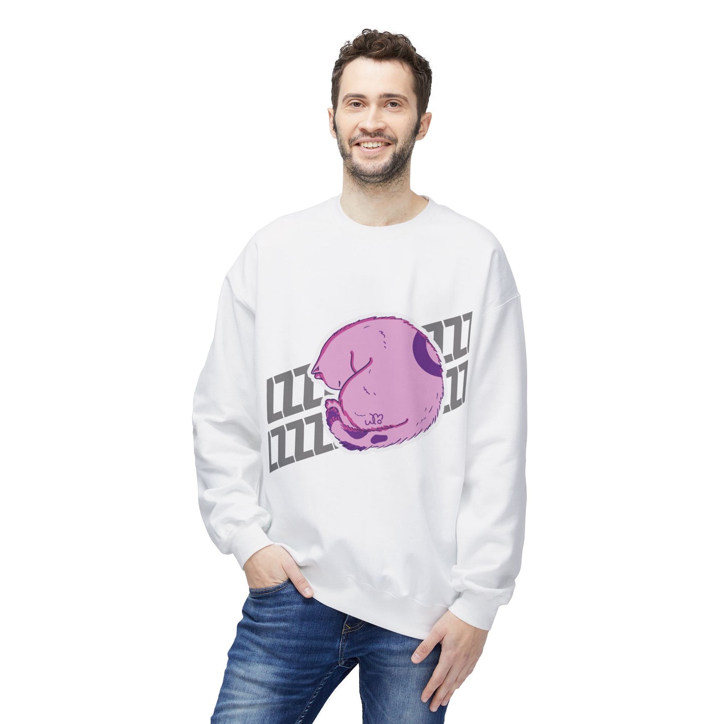 Napping Cat Sweatshirt | Unisex Midweight Softstyle Fleece Crewneck Sweatshirt