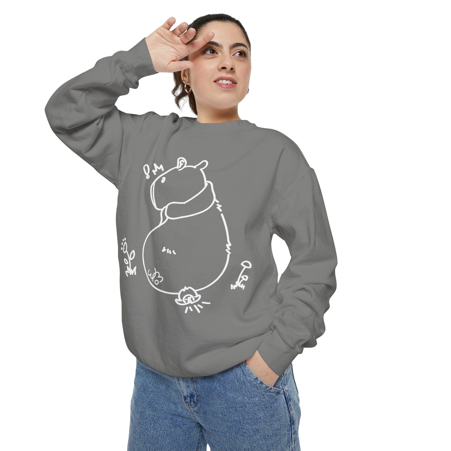 Sitting Capybara & Friend Sweatshirt | Unisex Garment-Dyed Sweatshirt