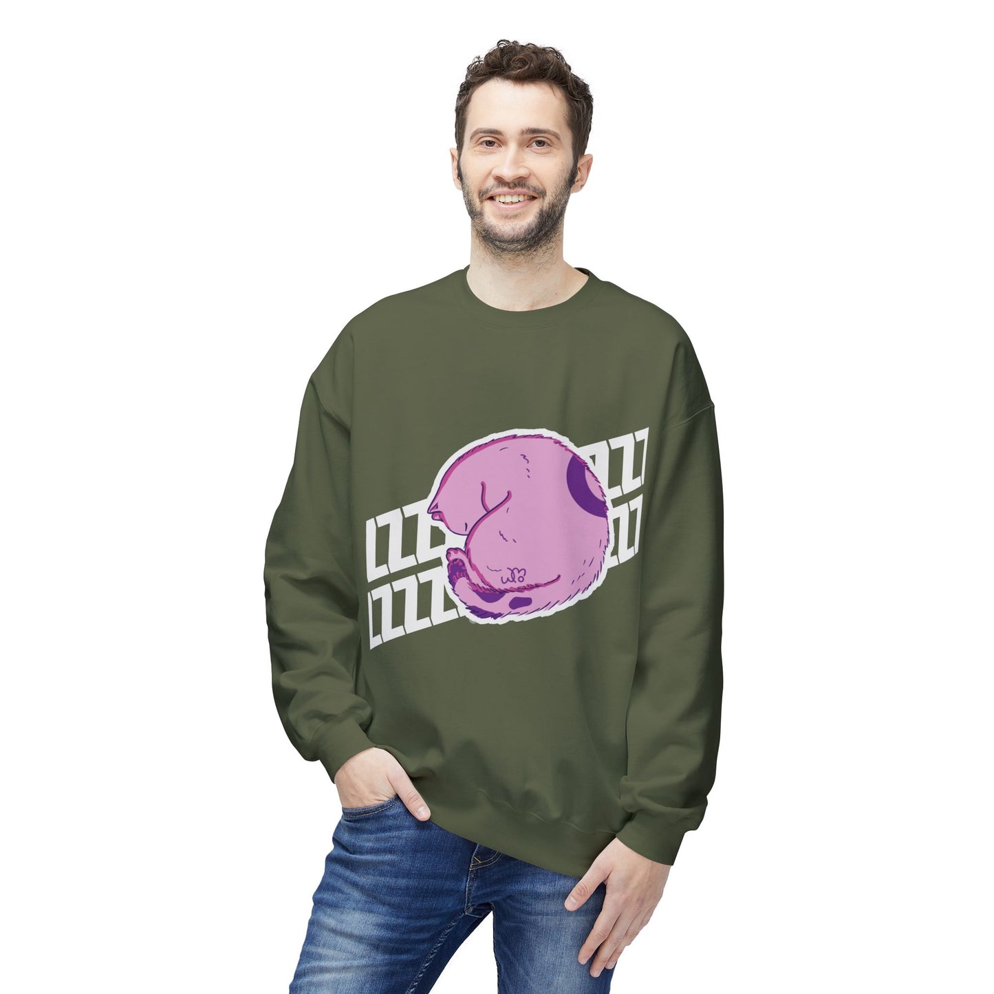 Napping Cat Sweatshirt | Unisex Midweight Softstyle Fleece Crewneck Sweatshirt