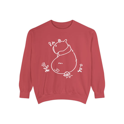 Sitting Capybara & Friend Sweatshirt | Unisex Garment-Dyed Sweatshirt