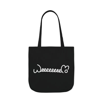Stress Out? Stretch Out | Black Canvas Tote Bag with Color Straps
