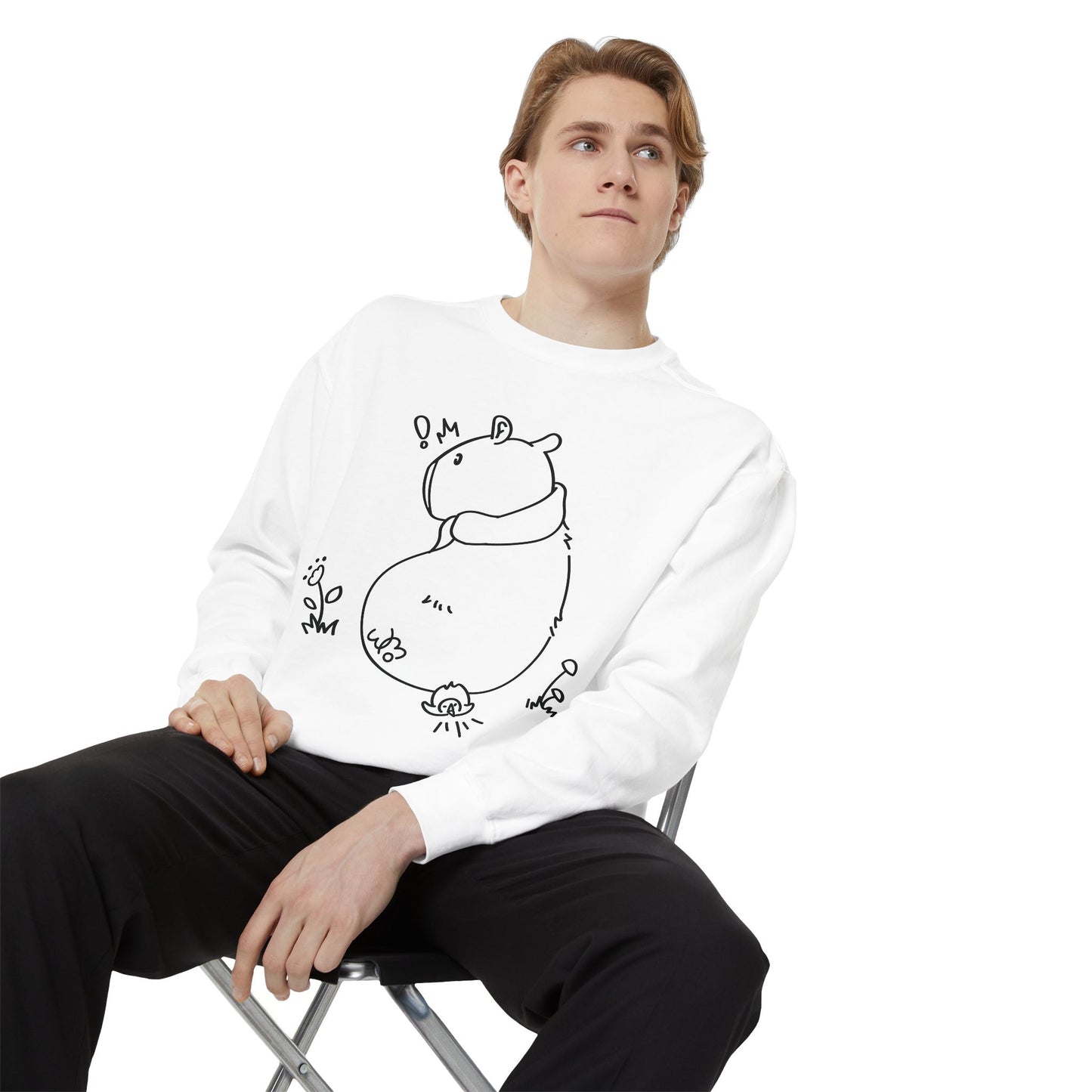 Sitting Capybara & Friend Sweatshirt | Unisex Garment-Dyed Sweatshirt